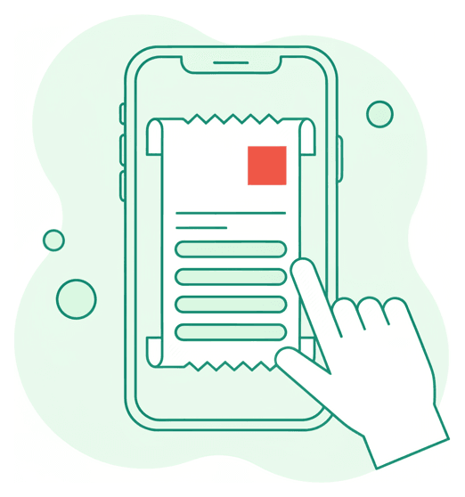 スマホで請求書を作成するイラスト
